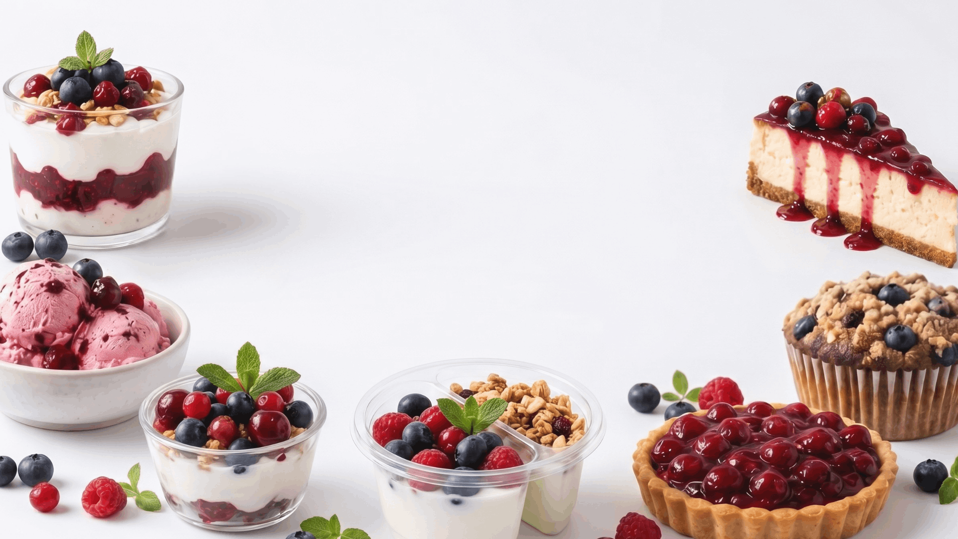 Ice cream, dairy and bakery products with berry preparations